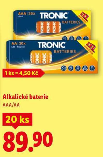 Alkalické baterie, 20 ks