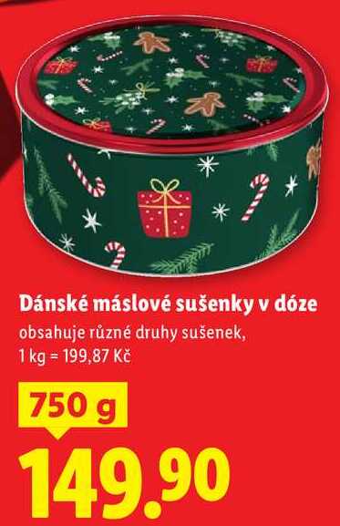 Dánské máslové sušenky v dóze, 750 g