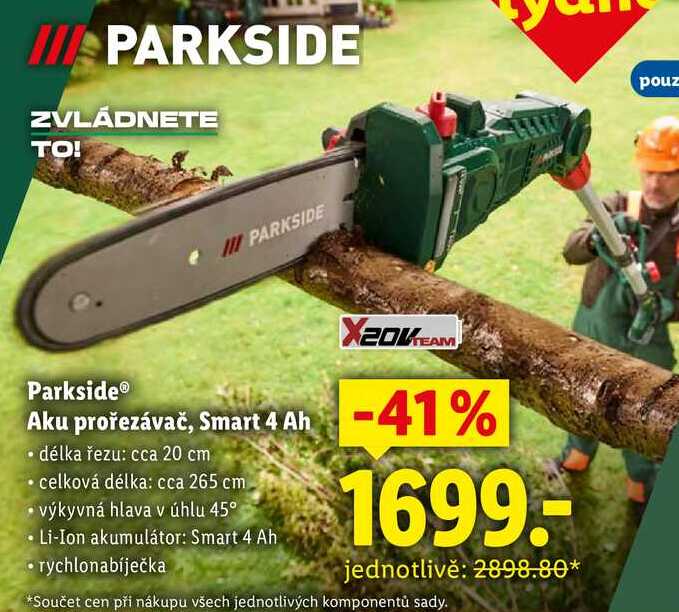 Parkside Aku prořezávač, Smart 4 Ah