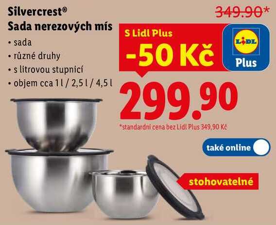 Silvercrest Sada nerezových mís 