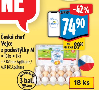 Česká chuť Vejce z podestýlky M, 18 ks