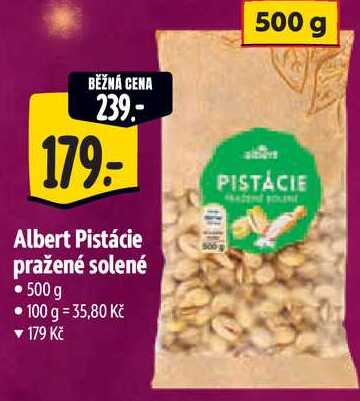 Albert Pistácie pražené solené, 500 g