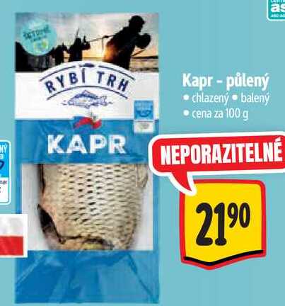 Kapr - půlený, cena za 100 g 