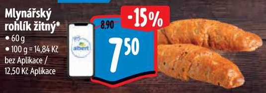 Mlynářský rohlík žitný, 60 g