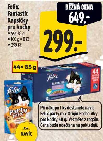 Felix Fantastic Kapsičky pro kočky, 44x 85 g