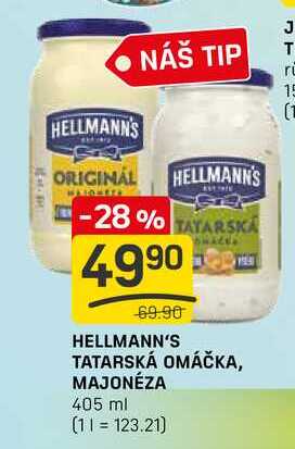 HELLMANN'S TATARSKÁ OMÁČKA, MAJONÉZA 405 ml