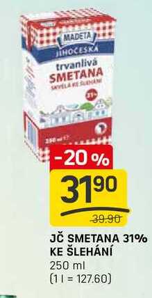 JČ SMETANA 31% KE ŠLEHÁNÍ 250 ml