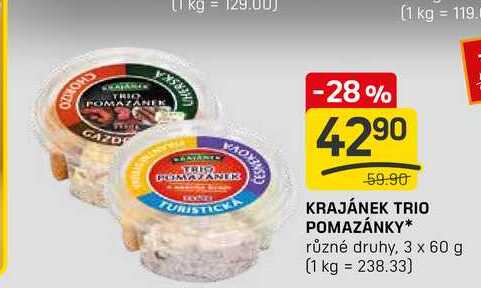KRAJÁNEK TRIO POMAZÁNKY různé druhy, 3 x 60 g