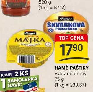 HAMÉ PAŠTIKY vybrané druhy 75 g 
