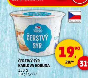 ČERSTVÝ SÝR KARLOVA KORUNA, 150 g