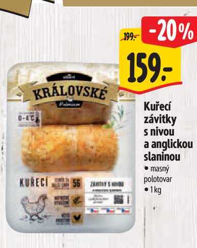 Kuřecí závitky s nivou a anglickou slaninou 1kg