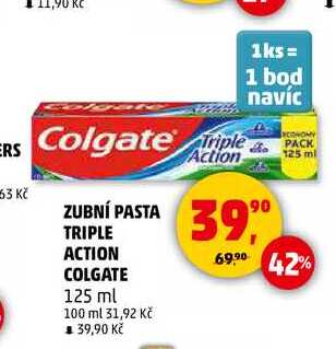 ZUBNÍ PASTA TRIPLE ACTION COLGATE, 125 ml