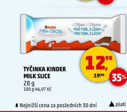 TYČINKA KINDER MILK SLICE, 28 g
