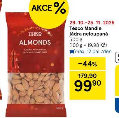Tesco Mandle jádra neloupaná, 500 g