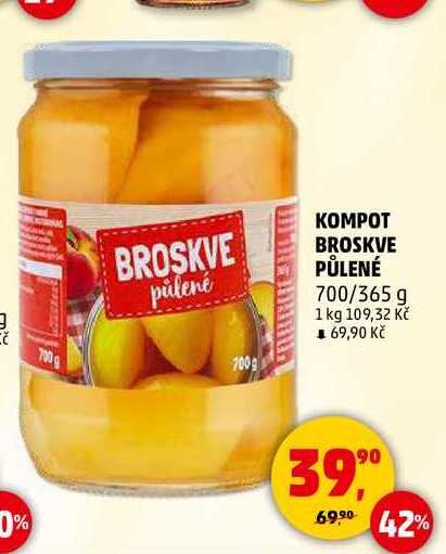 KOMPOT BROSKVE PŮLENÉ, 700 g