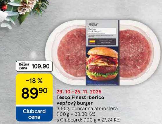 Tesco Finest Iberico vepřový burger, 330 g