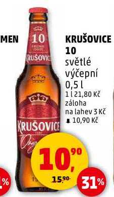 KRUŠOVICE 10 světlé výčepní, 0,5 l