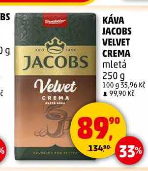 KÁVA JACOBS VELVET CREMA mletá, 250 g