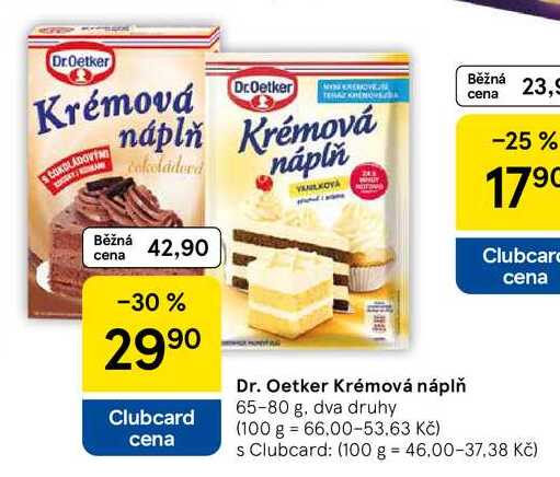 Dr. Oetker Krémová náplň, 65-80 g, dva druhy