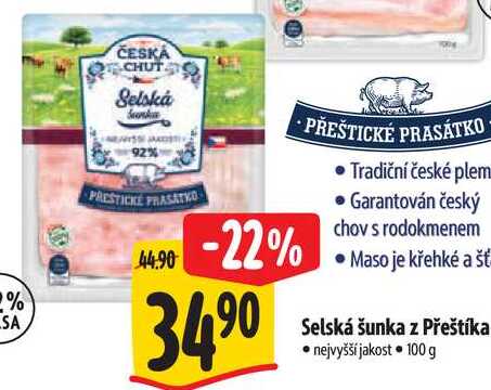 Selská šunka z Přeštíka, 100 g