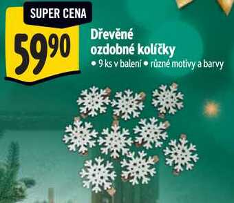 Dřevěné ozdobné kolíčky, 9 ks