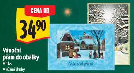 Vánoční přání do obálky 