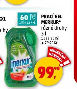 PRACÍ GEL MERKUR, 3 l