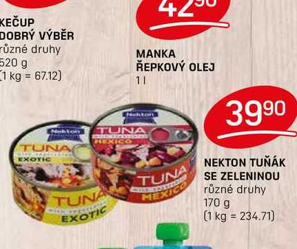 NEKTON TUŇÁK SE ZELENINOU různé druhy 170 g