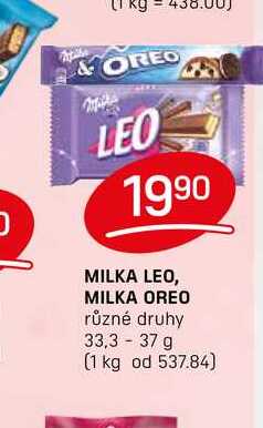 MILKA LEO, MILKA OREO různé druhy 33,3- 37 g