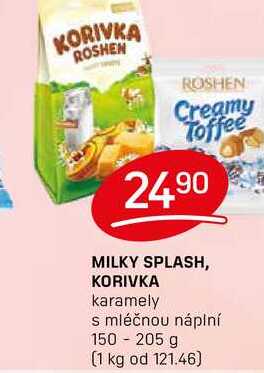 MILKY SPLASH, KORIVKA karamely s mléčnou náplní 150 - 205 g