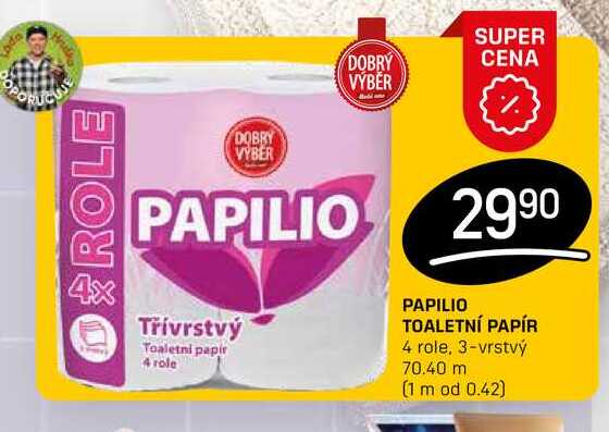 PAPILIO TOALETNÍ PAPÍR 4 role, 3-vrstvý