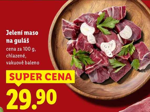 Jelení maso na guláš, cena za 100 g