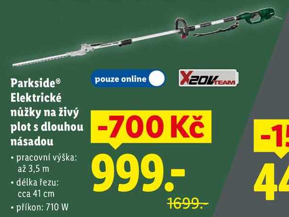 Parkside Elektrické nůžky na živý plot s dlouhou násadou