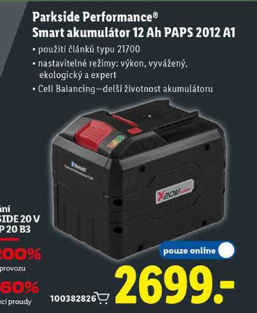 Parkside Performance Smart akumulátor 12 Ah PAPS 2012 A1