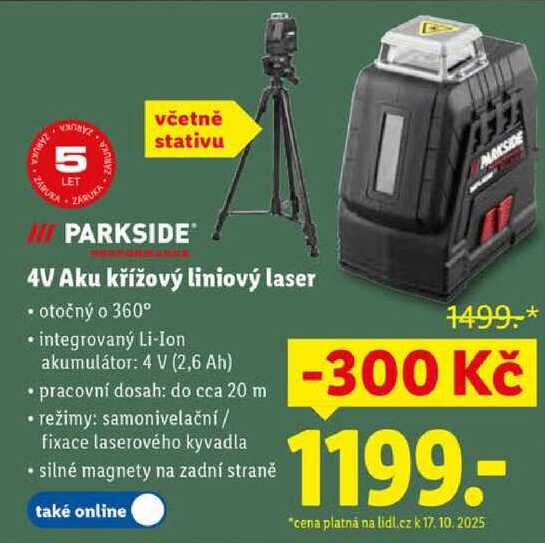 4V Aku křížový liniový laser