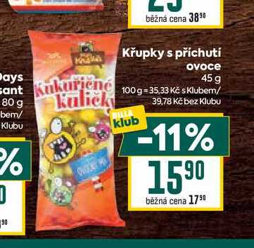 Křupky s příchutí ovoce 45 g
