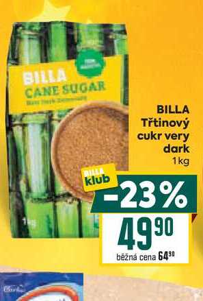 BILLA Třtinový cukr very dark 1kg