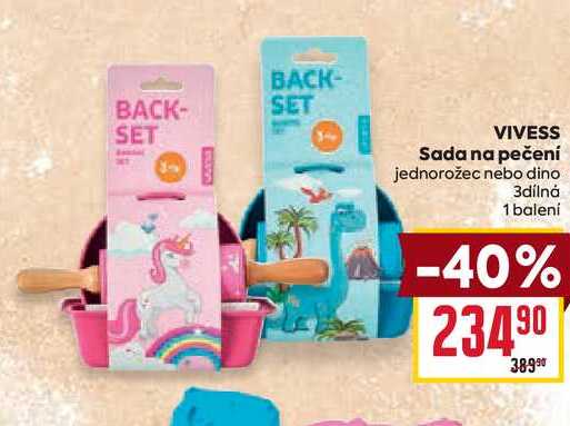 VIVESS Sada na pečení jednorožec nebo dino 3dílná 1 balení