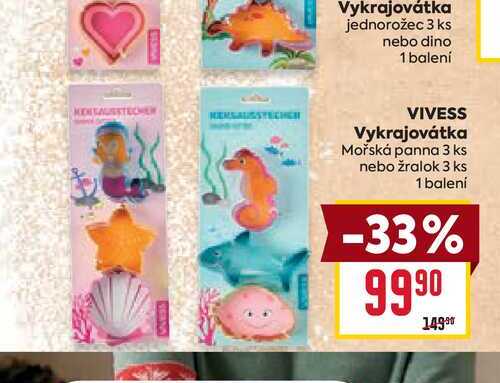 VIVESS Vykrajovátka Mořská panna 3 ks nebo žralok 3 ks 1 balení