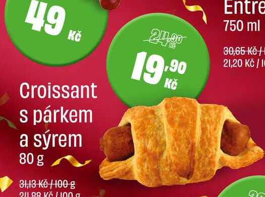 Croissant s párkem a sýrem 80 g