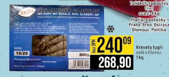 ANDU Krevety tygří celé s hlavou 1kg