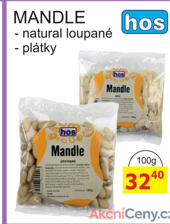 MANDLE - natural loupané 100g