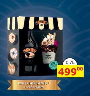 BAILEYS IRISH CREAM 07l + sada s hrnkem 