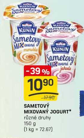 SAMETOVÝ MIXOVANÝ JOGURT různé druhy 150 g