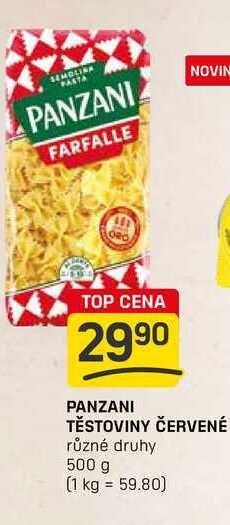 PANZANI TĚSTOVINY ČERVENÉ různé druhy 500 g 