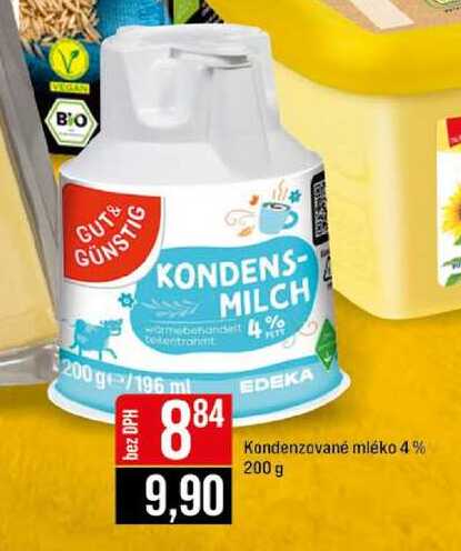 Edeka GUT & GÜNSTIG Kondenzované mléko 4% 200 g  v akci