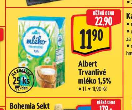  Albert Trvanlivé mléko 1,5% 1 l