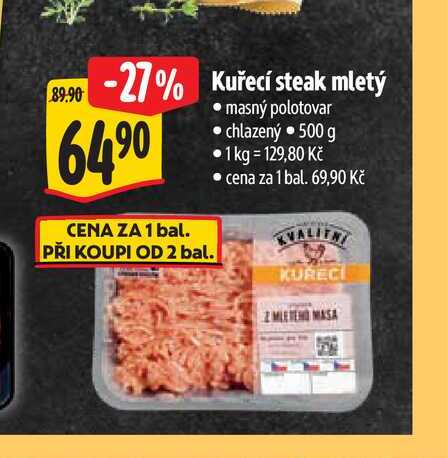 Kuřecí steak mletý 500 g