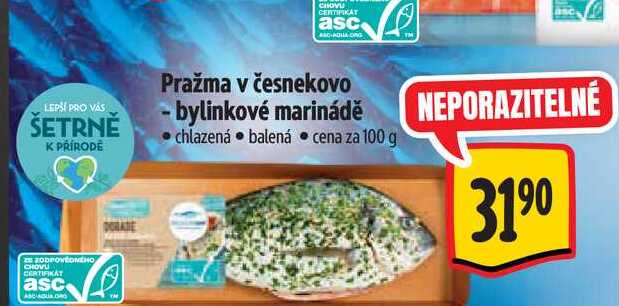  Pražma v česnekovo - bylinkové marinádě  100 g