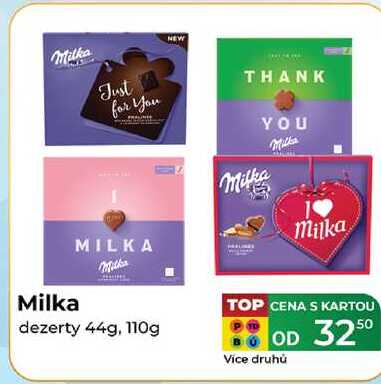 MILKA dezerty 44g, 110g 